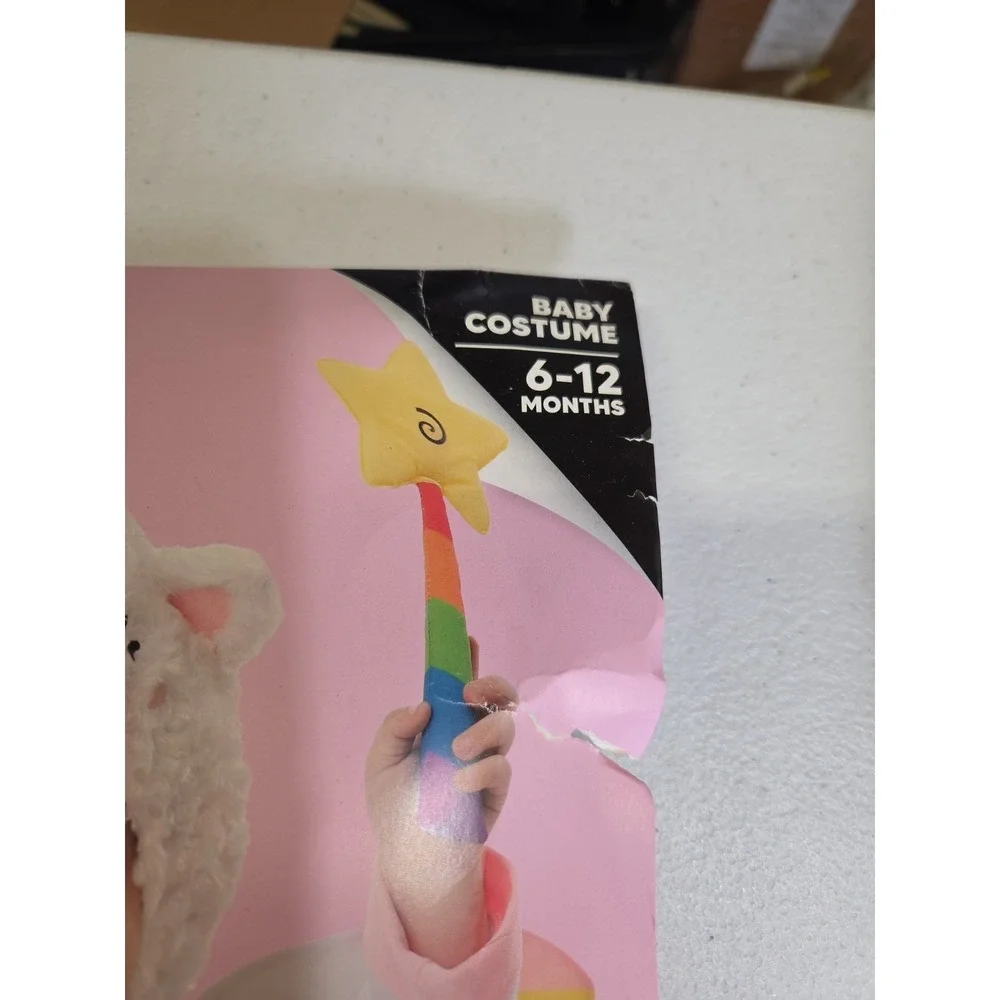 NWT Baby Unicorn Costume 6–12 Months Plush Rainbow Wings Hood Complete Halloween